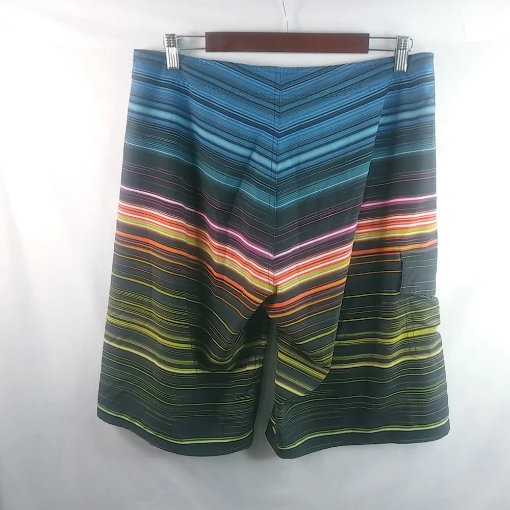 OP 34 Mens Striped Board Surf Shorts OpFlex 4-Way Stretch